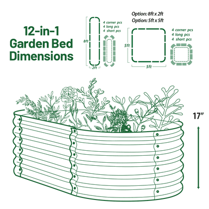 Olle Gardens 17" Tall, 12-in-1 Raised Garden Bed